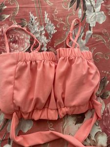 Coral Tie-Up Crop Top