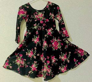 Floral Print Long Sleeve Fit &amp; Flare Dress