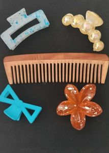 Set Of 4 Clutchers And Neem Comb