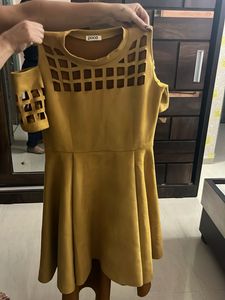 Chic Mustard Cutout Dress