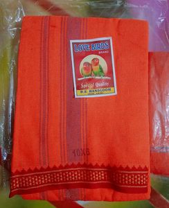Brand new orange pure cotton dhoti jode