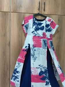 Stylish Royal Blue And White Gown