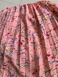 Pink Floral Pleated Dress