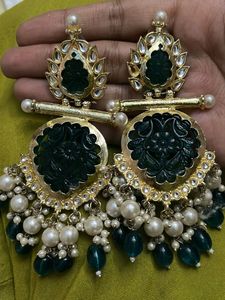 Green Kundan Earrings