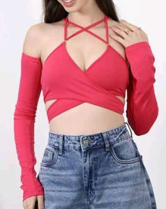 Shein Criss-Cross Spaghetti Strap Tie-Up Wrap Top