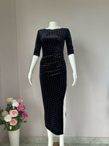 Studded Black Velvet Dress