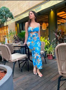ZARA Floral Cutout Midi Dress