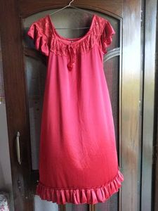 Red Nighty with Lace Detail
