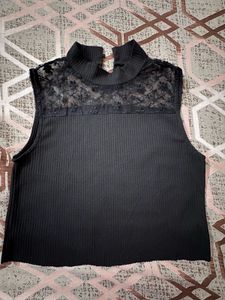 Black Lace Detail Top