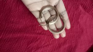 Gold decorative hoop Earrings.