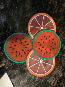 (4PCS)Round Silicone Coasters Creative Fruit Shape