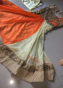 Elegant Orange &amp; Cream Anarkali Suit