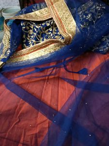 1-TimeUsed NavyBlue Blouse &amp; Dupatta For Lehenga