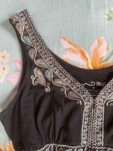 Black Embroidered Tank Top