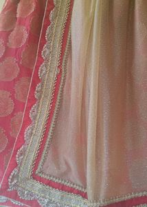 Pink &amp; Gold Embellished Saree