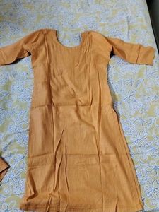 Orange Embroidered Kurti Pant Set