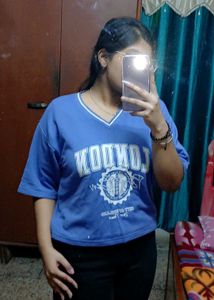 Blue Trendy Crop Top