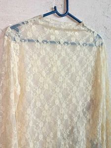 Ladies See-through Fashion Lace Top