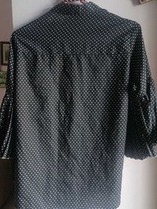 Polka Dot Pleated Sleeve Shirt