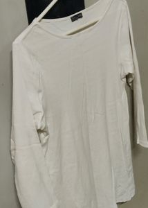 Zara Basic White 3/4 Sleeve Top