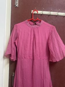 AND Brand Knee Length Gown(3/4th) With Butterfly Sleeves