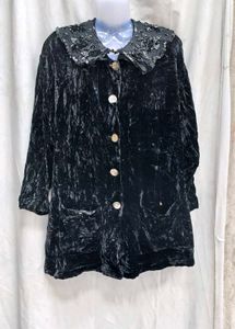 132310. Vintage Velvet Embellished Coat
