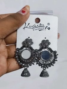 Oxidised Jhumka Set