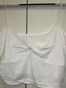 White Knot Top With Thin Straps