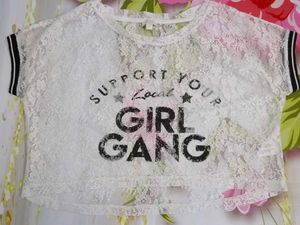 (1200)Lace 'Girl Gang' Tee