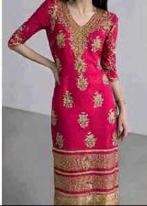Elegant Pink & Gold Kurta Set