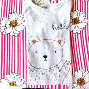 Grey Teddy Printed Full Sleeves For 9 Month