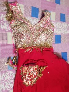 Beautiful Women Pink Heavy Mirror Gown Without Pot