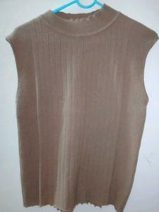 Tan Sleeveless Knit Top