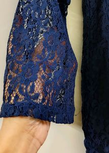 Navy Lace Top