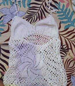 White Crochet Mini Dress