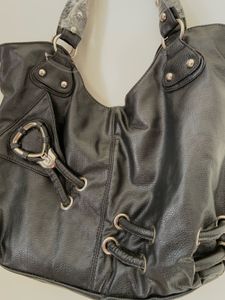 Imported Black Faux Leather Hobo Bag