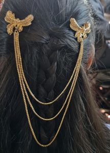 Gold Hair Jewelry with Rhinestone