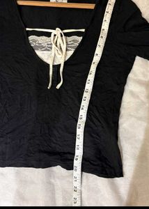 vintage Black Lace Trim Top