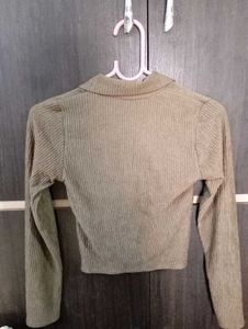 Ribbed Tie Front Top