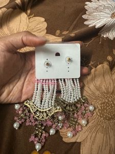 pink hanging earrings