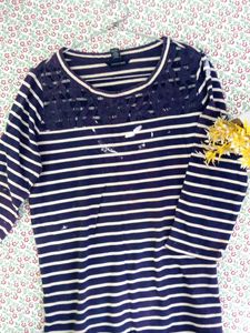 💙 🌟 LANDS’ END 🌟 Navy &amp; White Striped Shirt