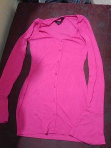 Hot Pink Long Sleeve Button Down Top