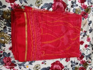 Red Printed Saree