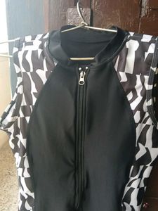 Black &amp; White Patterned Swimsuit