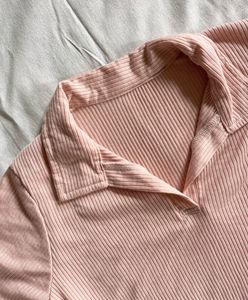 Korean Ribbed Polo Neck Top