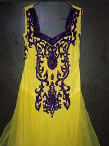 Yellow &amp; Purple Ethnic Gown