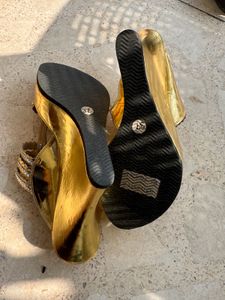 Gold Wedge Heel Sandals (NEW)
