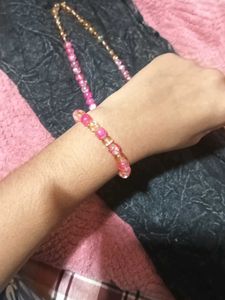 Pink And Brown Mixed Crackle Bead Combo Set