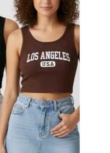 Brown Los Angeles Crop Tank Top