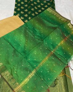 Green Paisley Banarasi Suit Material
